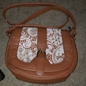 *PRICE FIRM* brown lace medium crossbody